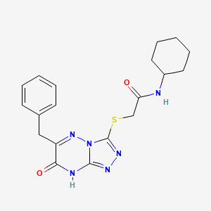 molecular formula C19H22N6O2S B11251746 2-[(6-benzyl-7-oxo-7,8-dihydro[1,2,4]triazolo[4,3-b][1,2,4]triazin-3-yl)sulfanyl]-N-cyclohexylacetamide 