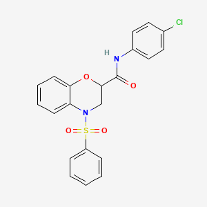 N-(4-chlorophenyl)-4-(phenylsulfonyl)-3,4-dihydro-2H-1,4-benzoxazine-2-carboxamide