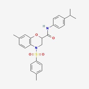 7-methyl-4-[(4-methylphenyl)sulfonyl]-N-[4-(propan-2-yl)phenyl]-3,4-dihydro-2H-1,4-benzoxazine-2-carboxamide