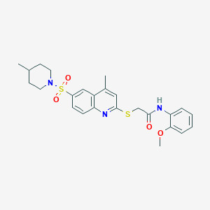 N-(2-methoxyphenyl)-2-({4-methyl-6-[(4-methylpiperidin-1-yl)sulfonyl]quinolin-2-yl}sulfanyl)acetamide