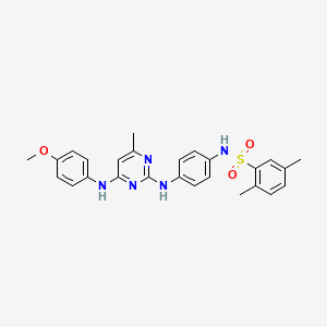 molecular formula C26H27N5O3S B11251803 N-(4-((4-((4-methoxyphenyl)amino)-6-methylpyrimidin-2-yl)amino)phenyl)-2,5-dimethylbenzenesulfonamide 