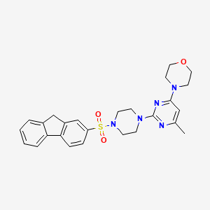 4-(2-(4-((9H-fluoren-2-yl)sulfonyl)piperazin-1-yl)-6-methylpyrimidin-4-yl)morpholine