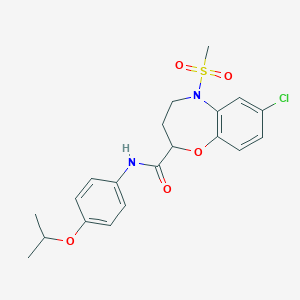 molecular formula C20H23ClN2O5S B11251809 7-chloro-5-(methylsulfonyl)-N-[4-(propan-2-yloxy)phenyl]-2,3,4,5-tetrahydro-1,5-benzoxazepine-2-carboxamide 