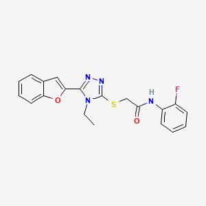 2-{[5-(1-benzofuran-2-yl)-4-ethyl-4H-1,2,4-triazol-3-yl]sulfanyl}-N-(2-fluorophenyl)acetamide