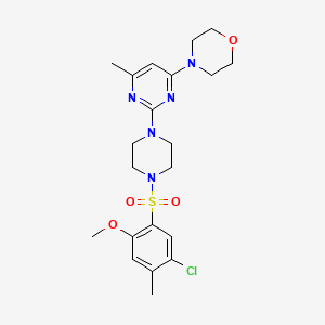 molecular formula C21H28ClN5O4S B11251830 4-(2-(4-((5-Chloro-2-methoxy-4-methylphenyl)sulfonyl)piperazin-1-yl)-6-methylpyrimidin-4-yl)morpholine 