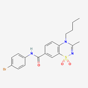 molecular formula C19H20BrN3O3S B11251846 N-(4-bromophenyl)-4-butyl-3-methyl-4H-1,2,4-benzothiadiazine-7-carboxamide 1,1-dioxide 