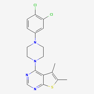 molecular formula C18H18Cl2N4S B11251903 4-[4-(3,4-Dichlorophenyl)piperazin-1-yl]-5,6-dimethylthieno[2,3-d]pyrimidine 