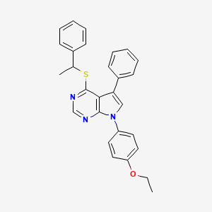 molecular formula C28H25N3OS B11251917 7-(4-ethoxyphenyl)-5-phenyl-4-[(1-phenylethyl)sulfanyl]-7H-pyrrolo[2,3-d]pyrimidine 