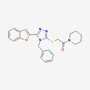 molecular formula C24H24N4O2S B11251924 2-{[5-(1-benzofuran-2-yl)-4-benzyl-4H-1,2,4-triazol-3-yl]sulfanyl}-1-(piperidin-1-yl)ethanone 