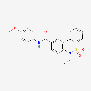 molecular formula C22H20N2O4S B11251947 6-ethyl-N-(4-methoxyphenyl)-6H-dibenzo[c,e][1,2]thiazine-9-carboxamide 5,5-dioxide 