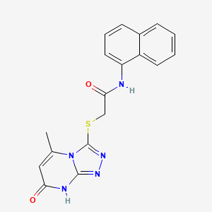 molecular formula C18H15N5O2S B11251953 2-({5-Methyl-7-oxo-7H,8H-[1,2,4]triazolo[4,3-A]pyrimidin-3-YL}sulfanyl)-N-(naphthalen-1-YL)acetamide 