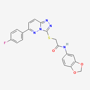 molecular formula C20H14FN5O3S B11251983 N-(2H-1,3-Benzodioxol-5-YL)-2-{[6-(4-fluorophenyl)-[1,2,4]triazolo[4,3-B]pyridazin-3-YL]sulfanyl}acetamide 