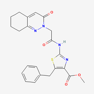 molecular formula C22H22N4O4S B11251993 methyl 5-benzyl-2-{[(3-oxo-5,6,7,8-tetrahydrocinnolin-2(3H)-yl)acetyl]amino}-1,3-thiazole-4-carboxylate 