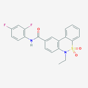 molecular formula C21H16F2N2O3S B11252010 N-(2,4-difluorophenyl)-6-ethyl-6H-dibenzo[c,e][1,2]thiazine-9-carboxamide 5,5-dioxide 