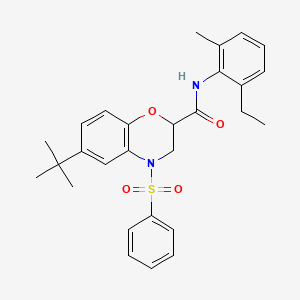 6-tert-butyl-N-(2-ethyl-6-methylphenyl)-4-(phenylsulfonyl)-3,4-dihydro-2H-1,4-benzoxazine-2-carboxamide