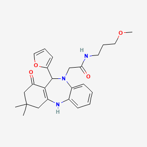 2-[11-(furan-2-yl)-3,3-dimethyl-1-oxo-1,2,3,4,5,11-hexahydro-10H-dibenzo[b,e][1,4]diazepin-10-yl]-N-(3-methoxypropyl)acetamide