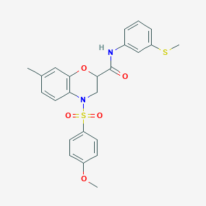 4-[(4-methoxyphenyl)sulfonyl]-7-methyl-N-[3-(methylsulfanyl)phenyl]-3,4-dihydro-2H-1,4-benzoxazine-2-carboxamide