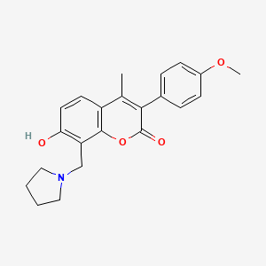 7-hydroxy-3-(4-methoxyphenyl)-4-methyl-8-(pyrrolidin-1-ylmethyl)-2H-chromen-2-one