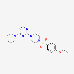 molecular formula C22H31N5O3S B11252100 2-[4-(4-Ethoxybenzenesulfonyl)piperazin-1-YL]-4-methyl-6-(piperidin-1-YL)pyrimidine 