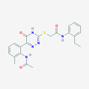 2-{[6-(2-Acetamido-3-methylphenyl)-5-oxo-4,5-dihydro-1,2,4-triazin-3-YL]sulfanyl}-N-(2-ethylphenyl)acetamide