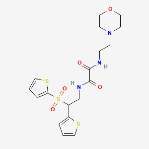 molecular formula C18H23N3O5S3 B11252111 N1-(2-morpholinoethyl)-N2-(2-(thiophen-2-yl)-2-(thiophen-2-ylsulfonyl)ethyl)oxalamide 