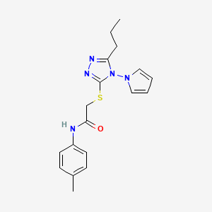 molecular formula C18H21N5OS B11252117 N-(4-methylphenyl)-2-{[5-propyl-4-(1H-pyrrol-1-yl)-4H-1,2,4-triazol-3-yl]sulfanyl}acetamide 