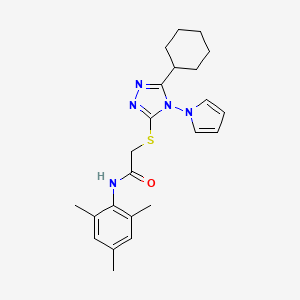 2-{[5-cyclohexyl-4-(1H-pyrrol-1-yl)-4H-1,2,4-triazol-3-yl]sulfanyl}-N-(2,4,6-trimethylphenyl)acetamide