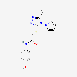 molecular formula C17H19N5O2S B11252132 2-{[5-ethyl-4-(1H-pyrrol-1-yl)-4H-1,2,4-triazol-3-yl]sulfanyl}-N-(4-methoxyphenyl)acetamide 