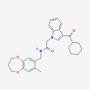 2-[3-(cyclohexylcarbonyl)-1H-indol-1-yl]-N-[(8-methyl-3,4-dihydro-2H-1,5-benzodioxepin-7-yl)methyl]acetamide