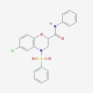 6-chloro-N-phenyl-4-(phenylsulfonyl)-3,4-dihydro-2H-1,4-benzoxazine-2-carboxamide