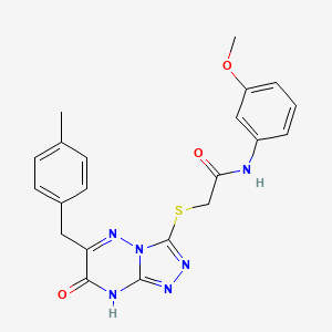 molecular formula C21H20N6O3S B11252190 N-(3-methoxyphenyl)-2-{[6-(4-methylbenzyl)-7-oxo-7,8-dihydro[1,2,4]triazolo[4,3-b][1,2,4]triazin-3-yl]sulfanyl}acetamide 