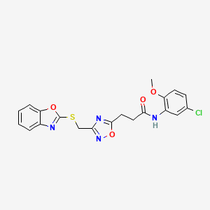 3-{3-[(1,3-benzoxazol-2-ylsulfanyl)methyl]-1,2,4-oxadiazol-5-yl}-N-(5-chloro-2-methoxyphenyl)propanamide