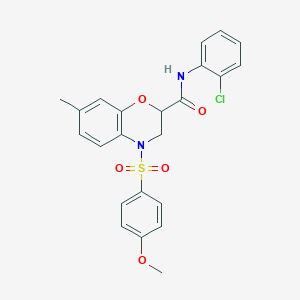 N-(2-chlorophenyl)-4-[(4-methoxyphenyl)sulfonyl]-7-methyl-3,4-dihydro-2H-1,4-benzoxazine-2-carboxamide