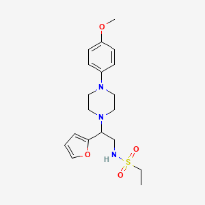 molecular formula C19H27N3O4S B11252234 N-(2-(furan-2-yl)-2-(4-(4-methoxyphenyl)piperazin-1-yl)ethyl)ethanesulfonamide 