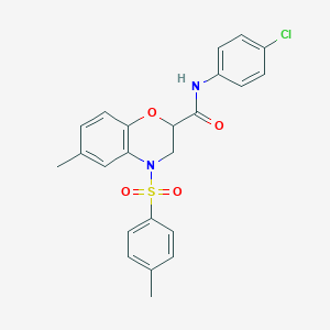 molecular formula C23H21ClN2O4S B11252261 N-(4-chlorophenyl)-6-methyl-4-[(4-methylphenyl)sulfonyl]-3,4-dihydro-2H-1,4-benzoxazine-2-carboxamide 