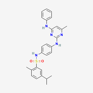 molecular formula C27H29N5O2S B11252292 5-isopropyl-2-methyl-N-(4-((4-methyl-6-(phenylamino)pyrimidin-2-yl)amino)phenyl)benzenesulfonamide 