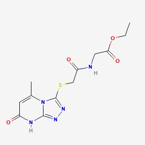 molecular formula C12H15N5O4S B11252320 Ethyl 2-[2-({5-methyl-7-oxo-7H,8H-[1,2,4]triazolo[4,3-A]pyrimidin-3-YL}sulfanyl)acetamido]acetate 