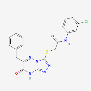 molecular formula C19H15ClN6O2S B11252368 2-[(6-benzyl-7-oxo-7,8-dihydro[1,2,4]triazolo[4,3-b][1,2,4]triazin-3-yl)sulfanyl]-N-(3-chlorophenyl)acetamide 