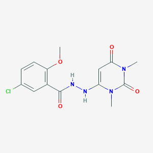 molecular formula C14H15ClN4O4 B11252379 5-chloro-N'-(1,3-dimethyl-2,6-dioxo-1,2,3,6-tetrahydropyrimidin-4-yl)-2-methoxybenzohydrazide 