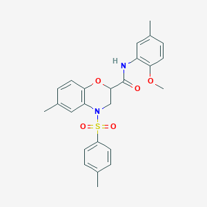 N-(2-methoxy-5-methylphenyl)-6-methyl-4-[(4-methylphenyl)sulfonyl]-3,4-dihydro-2H-1,4-benzoxazine-2-carboxamide