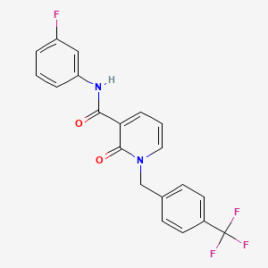 molecular formula C20H14F4N2O2 B11252445 N-(3-fluorophenyl)-2-oxo-1-(4-(trifluoromethyl)benzyl)-1,2-dihydropyridine-3-carboxamide 