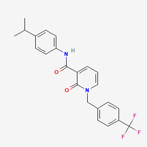 molecular formula C23H21F3N2O2 B11252517 N-(4-isopropylphenyl)-2-oxo-1-(4-(trifluoromethyl)benzyl)-1,2-dihydropyridine-3-carboxamide 