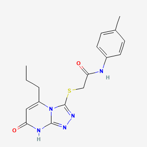 molecular formula C17H19N5O2S B11252520 2-((7-oxo-5-propyl-7,8-dihydro-[1,2,4]triazolo[4,3-a]pyrimidin-3-yl)thio)-N-(p-tolyl)acetamide 