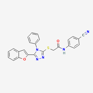 2-{[5-(1-benzofuran-2-yl)-4-phenyl-4H-1,2,4-triazol-3-yl]sulfanyl}-N-(4-cyanophenyl)acetamide