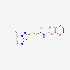 2-[(3-tert-butyl-4-oxo-4H-[1,3,4]thiadiazolo[2,3-c][1,2,4]triazin-7-yl)sulfanyl]-N-(2,3-dihydro-1,4-benzodioxin-6-yl)acetamide