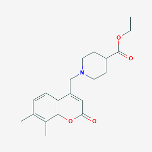 molecular formula C20H25NO4 B11252562 Ethyl 1-[(7,8-dimethyl-2-oxochromen-4-yl)methyl]piperidine-4-carboxylate 