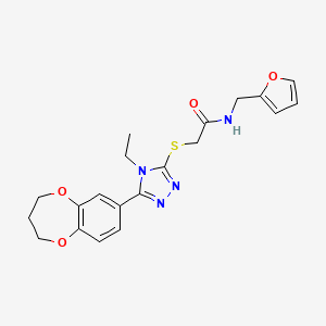 2-{[5-(3,4-dihydro-2H-1,5-benzodioxepin-7-yl)-4-ethyl-4H-1,2,4-triazol-3-yl]sulfanyl}-N-(furan-2-ylmethyl)acetamide