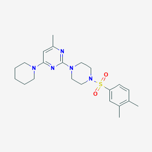 molecular formula C22H31N5O2S B11252578 2-(4-((3,4-Dimethylphenyl)sulfonyl)piperazin-1-yl)-4-methyl-6-(piperidin-1-yl)pyrimidine 