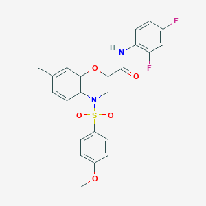 N-(2,4-difluorophenyl)-4-[(4-methoxyphenyl)sulfonyl]-7-methyl-3,4-dihydro-2H-1,4-benzoxazine-2-carboxamide