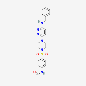 molecular formula C23H26N6O3S B11252589 N-[4-({4-[6-(benzylamino)pyridazin-3-yl]piperazin-1-yl}sulfonyl)phenyl]acetamide 